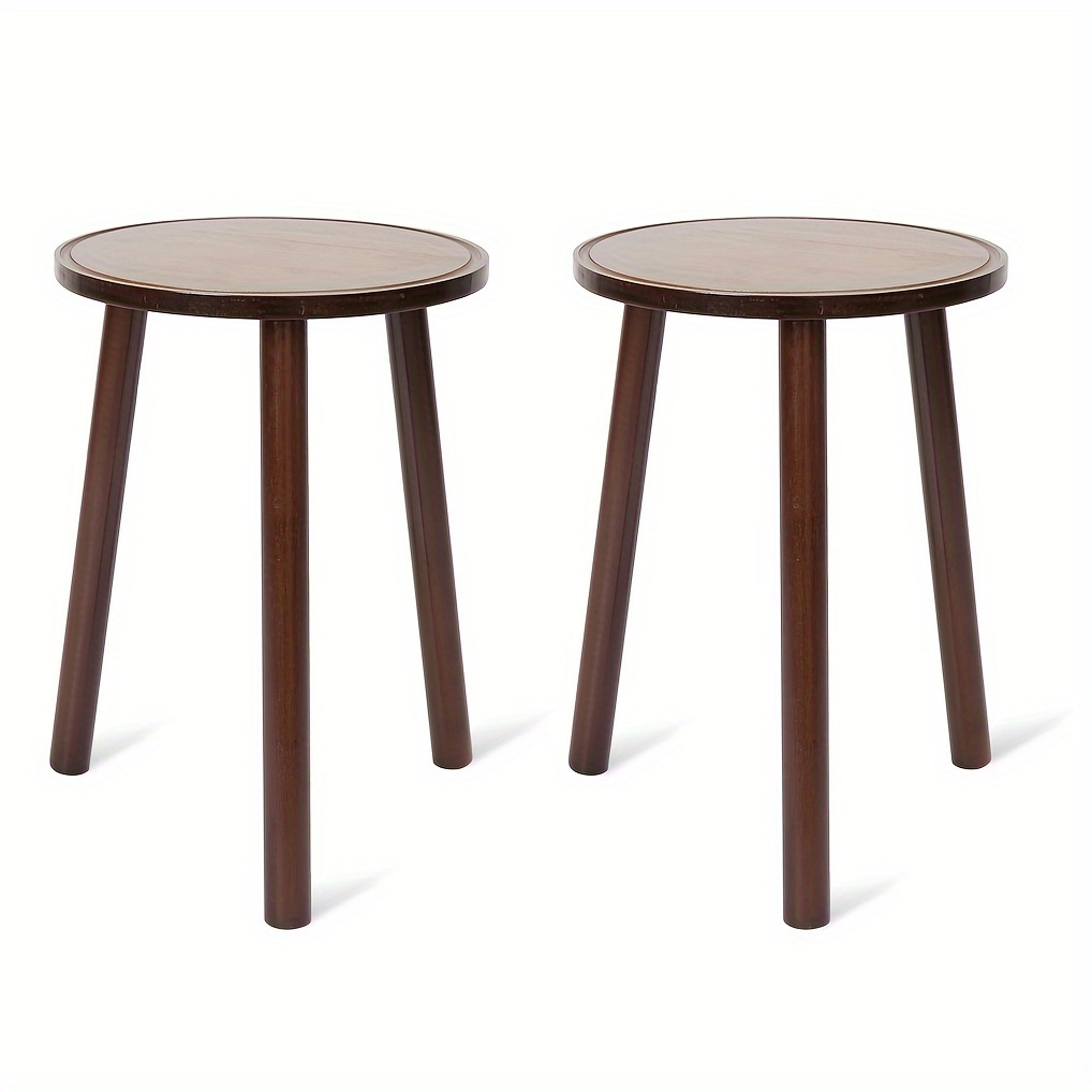 TEMU 2pcs Bamboo Tall Round Plant Stand Mid Century Side Table Tripod Plant Holder 16.5in Sturdy Pot Rack