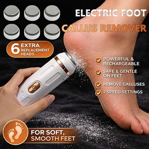 electric file automatic remover portable electric pedicure exfoliating dead skin and 6 replaceable sanding heads