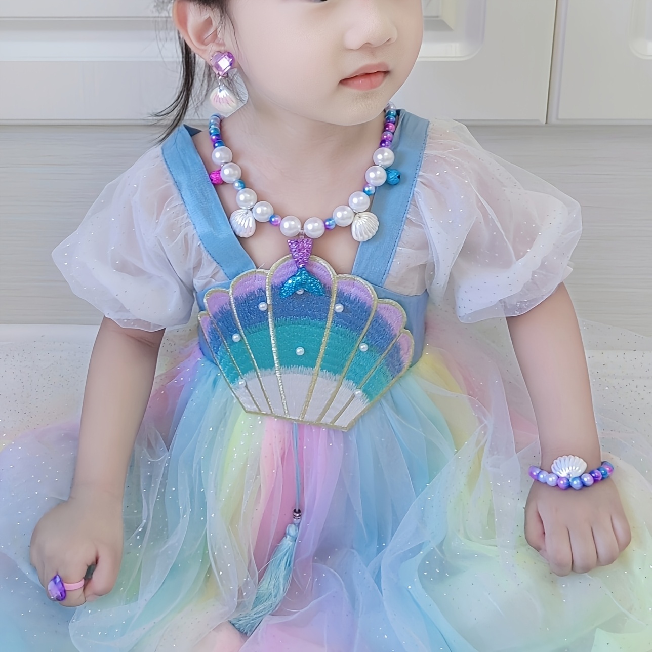Girls' Mermaid Necklace Set With, Ring And Earrings * Jewelry Set, Girls'  Jewelry Necklace, Ideal Birthday Gift, Thanksgiving, Halloween, Christmas  Present