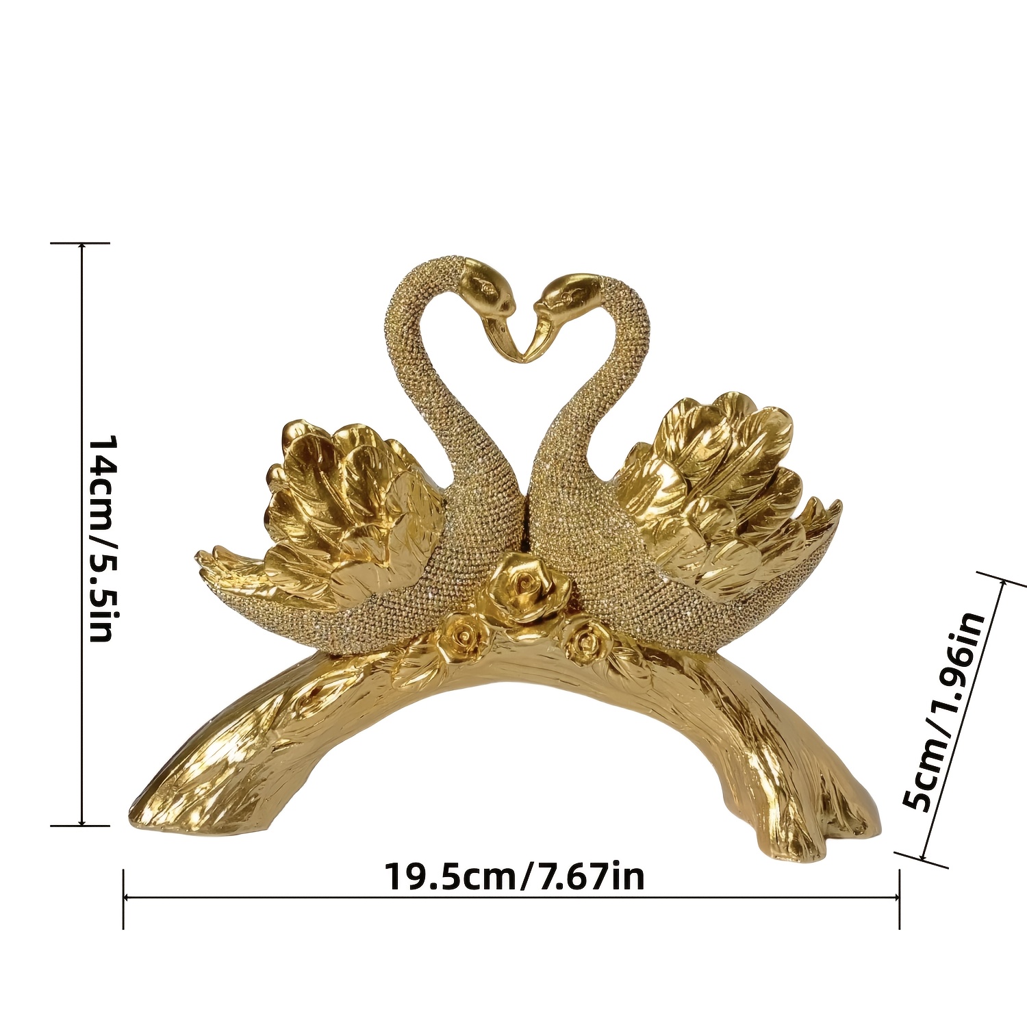 Image of 1pc Creative And Magnificent Couple Swan Resin Statue Suitable For Room Decoration, Office Desktop Decoration, Courtyard Cabinet Decoration, Store Decoration Statue
