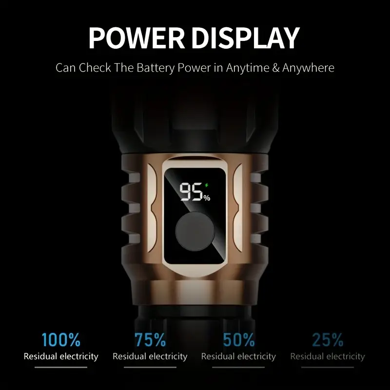 1pc rechargeable flashlights m60 led long range high power multi functional handheld flash light with lcd display power bank function for emergency security camping Product details 6