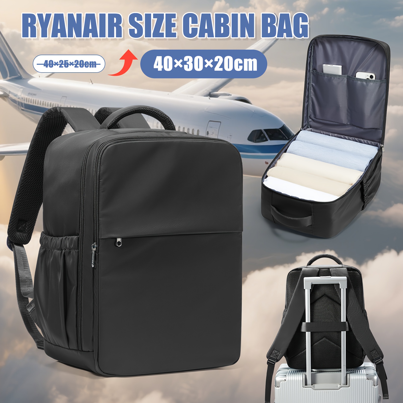 15 travel backpack ryan air Dalston RyanAir Underseat | 40x28x20cm | Black 40x20x30cm Ryanair Cabin Approved Backpack/Travel