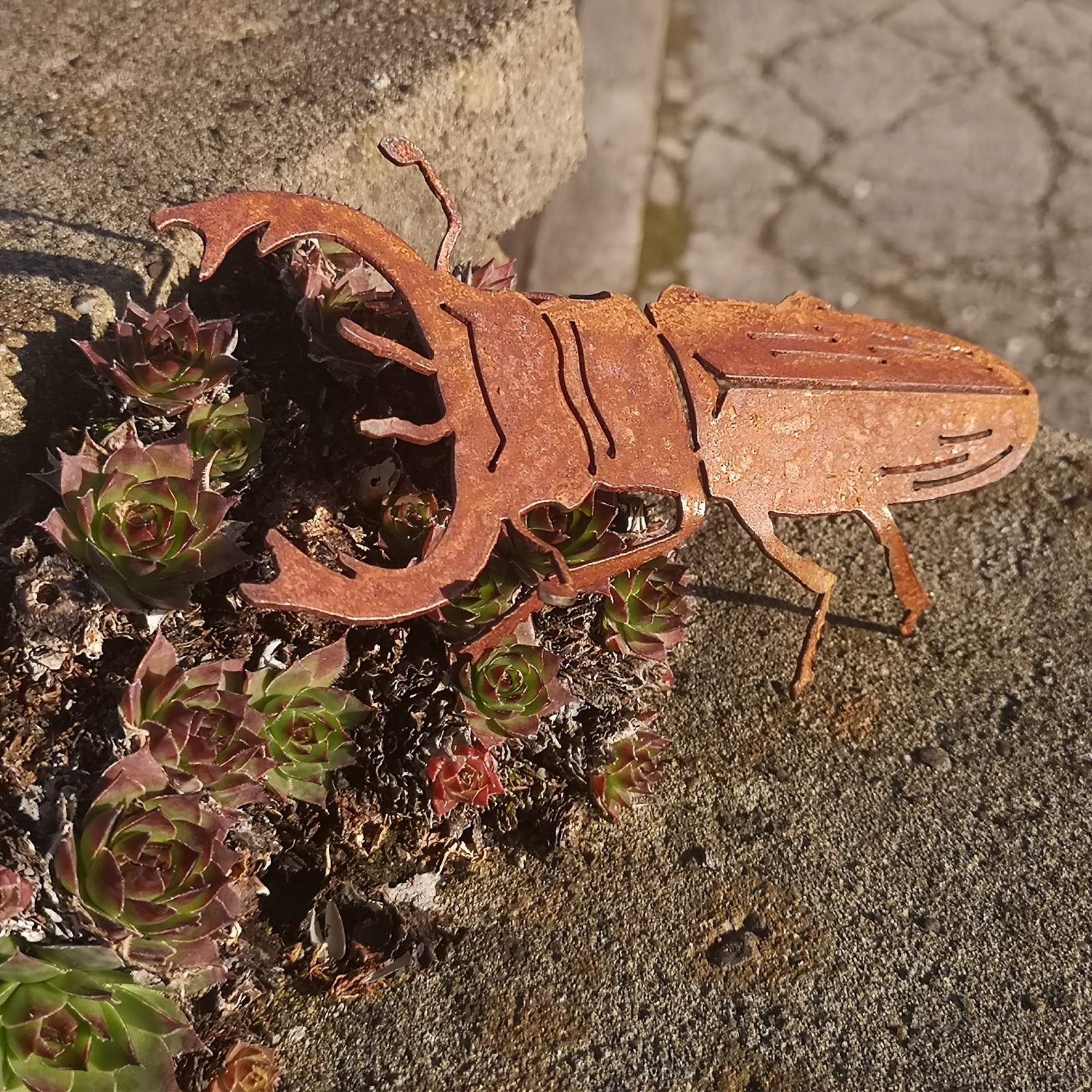 E-shop Vintage rostiger Eisen-Hirschkäfer-Ornament, für Außenbereich, Garten, Rasen, Landschaftsbau, Nischenkunst-Insekten-Dekoration, Geschenk für