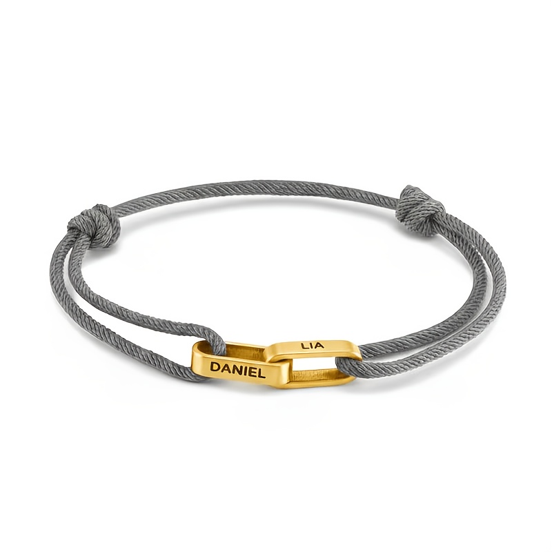 Custom Couple Name-Engraved Adjustable Knot Bracelet, Unisex Gift
