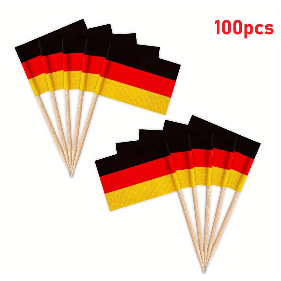 Image of 100 German Flag Toothpick Flags, Stick Cupcake Toppers German , Party Decorations For Celebrations Cocktail Cake Flags, Suitable For Christmas Halloween National Day Decorations