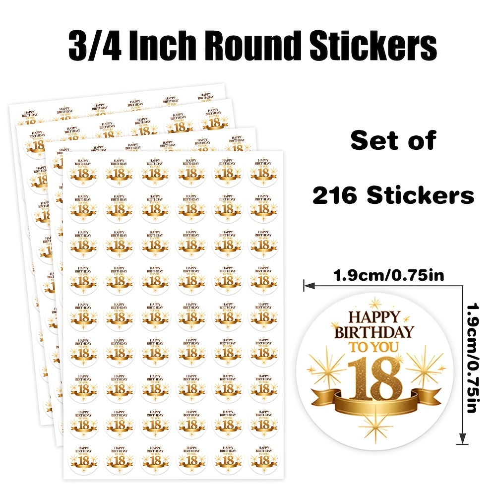 TEMU 216 pz Adesivi Rotondi a Tema 18簞 Compleanno, Design con Numero 18 e Esplosioni , Adatti per Feste di Compleanno, Confezioni Regalo, Bomboniere,