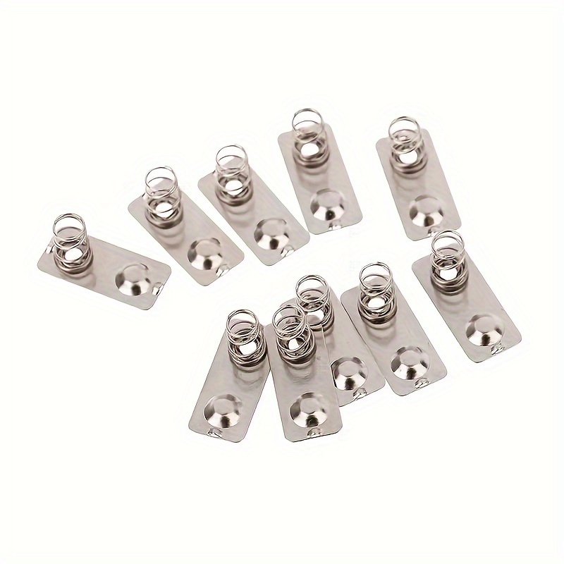 Pack Of 10 Iron Spring Battery Contact Plates, 21x9mm Replacement Metal Spring Clips For Aaa Batteries, Silver Slot, No , Glossy Finish