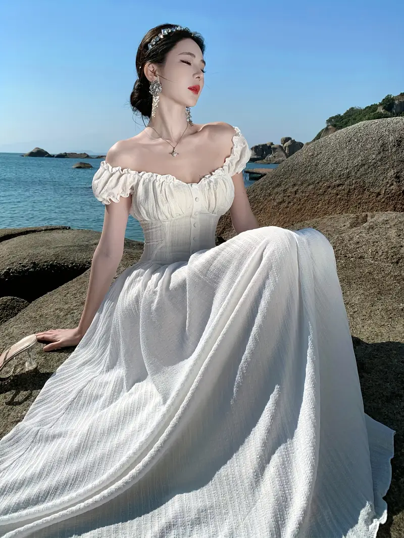 2025 summer new womens dress goddess white beach vacation - Temu 2025 summer new womens dress goddess white beach vacation - Temu