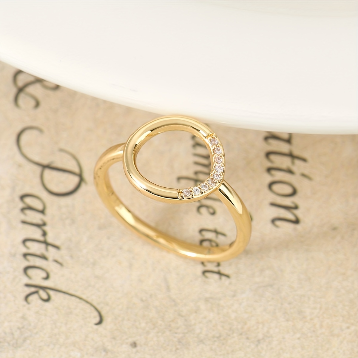 Stylish Young Copper Ring with Adjustable Zirconia Setting