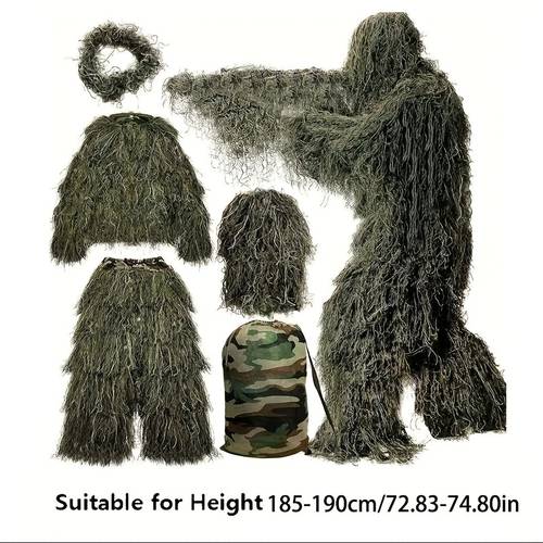 camouflage clothing 3d withered grass ghillie suit 5pcs hunting suit hunting clothes suit