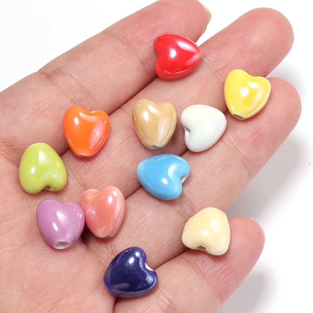 10pcs Multicolor Heart Loose Beads for DIY Jewelry Making