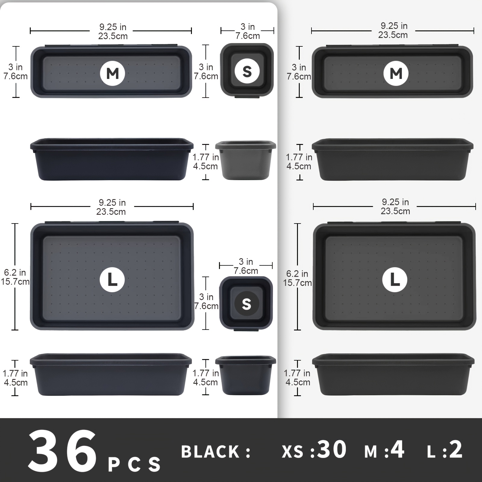 36pcs Toolbox Drawer Organizer, Tool Box Organizer Tray For Tool Chest, Garage Toolbox, Desk Drawer Divider Trays