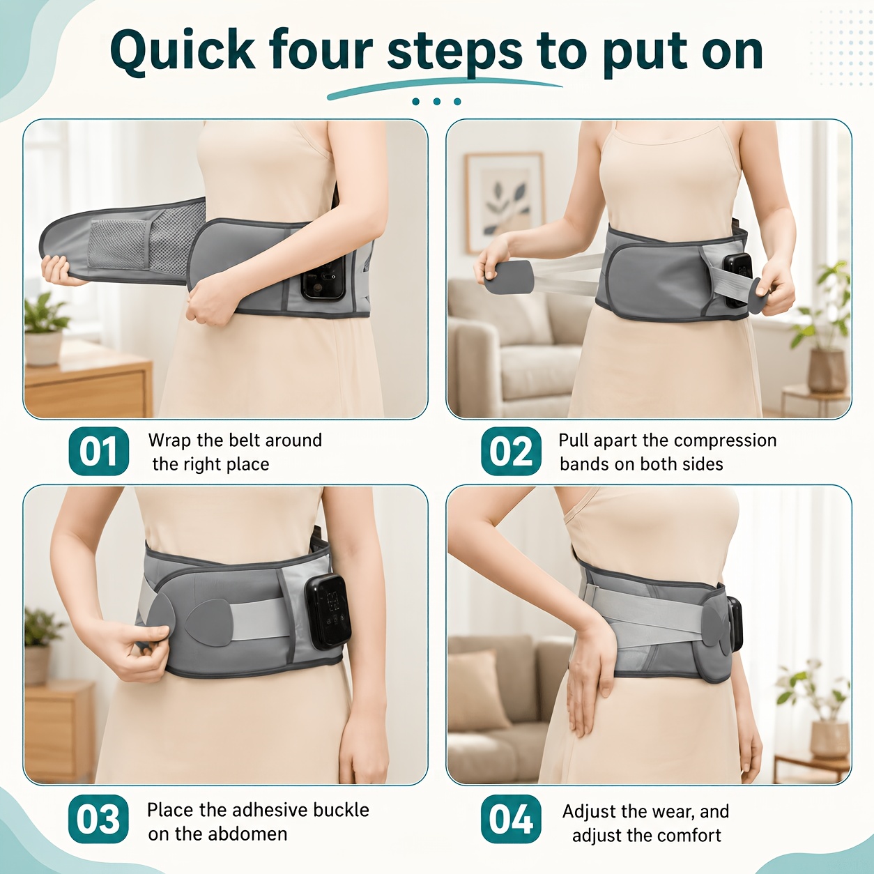 Wearable Lower Back Massager with Wireless Heating Pad