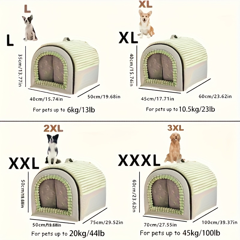 All-Season Warm & Cozy & Dog House with Plush Removable Bed - Spacious Cottage-Style Pet Tent for Large Breeds, Indoor/Outdoor Use, Winter-Ready Kennel for Golden Retrievers, Shih Tzus, Pomeranians - Easy-Clean Durable Pet Shelter