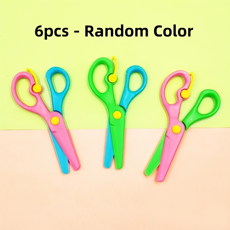 3/6pcs Random Color Plastic Safety Art Scissors Set, Suitable For Students' Diy Paper Cutting, Portable Small Scissors For School Art Projects