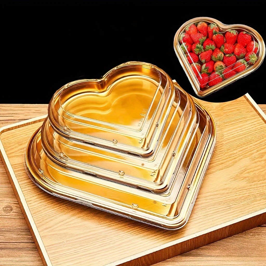 

10-pack Heart-shaped Plastic Serving Trays With - Large Capacity Snack Containers For Fruits, Vegetables, Salads, Cheese Boards, And Parties