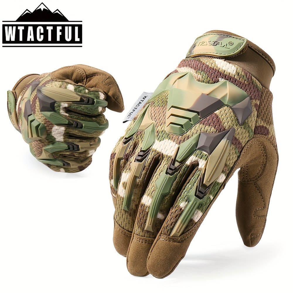 

Wtactful 1pair Anti Slip Full Finger Gloves Touch Screen For Cycling Fitness Hiking Outdoor Sports