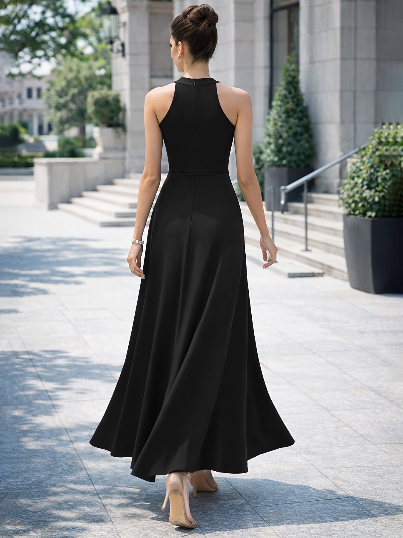 slim fit dress slacks Diamanti Strapless High Slit Maxi Dress Burgundy main image 0