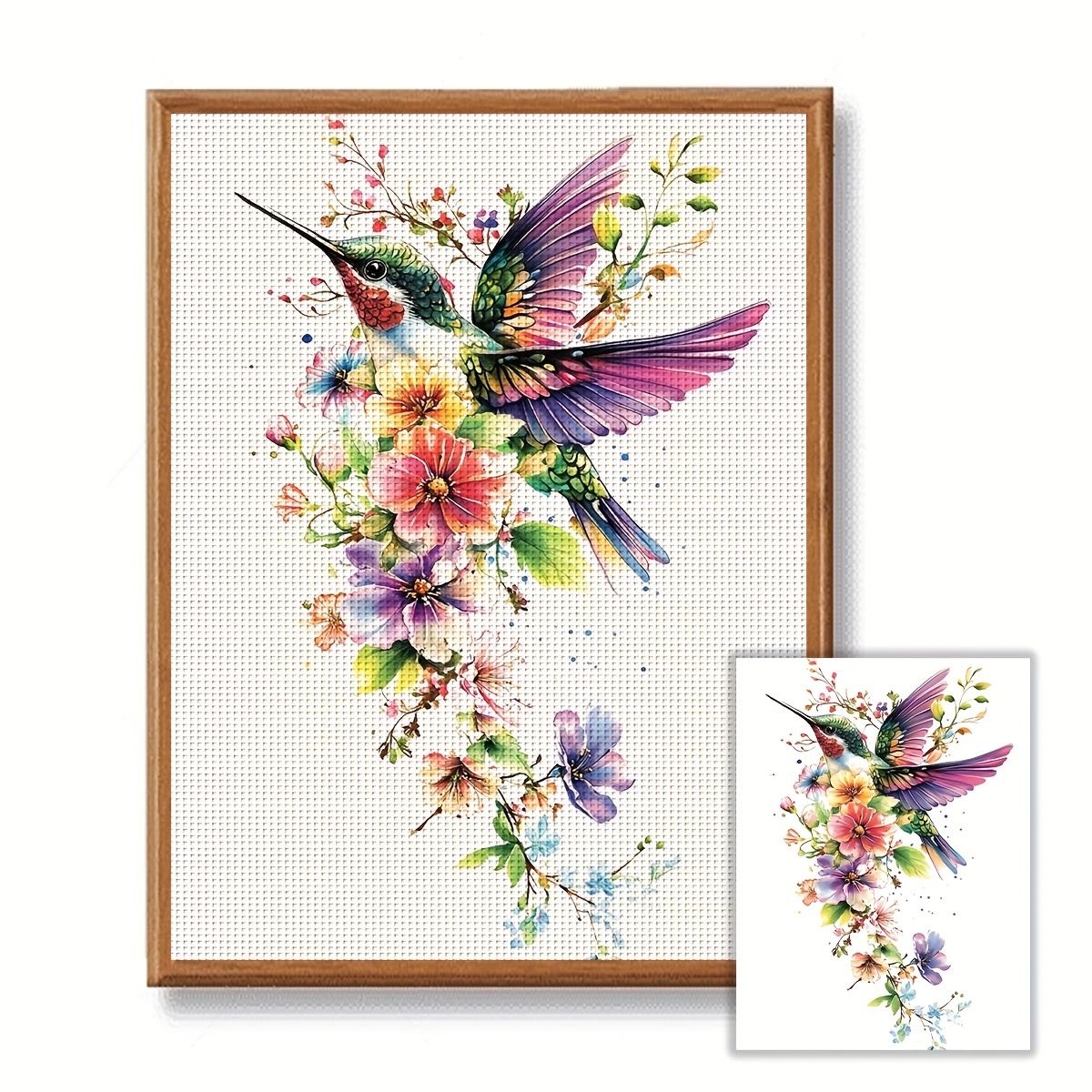 TEMU Jozysh 1pc Frameless 30x40cm/11.8x15.7inch 11ct/14ct Printed Cross Stitch Diy Kit, Flowers And Birds, Relax Diy Cross Stitch Embroidery Set For