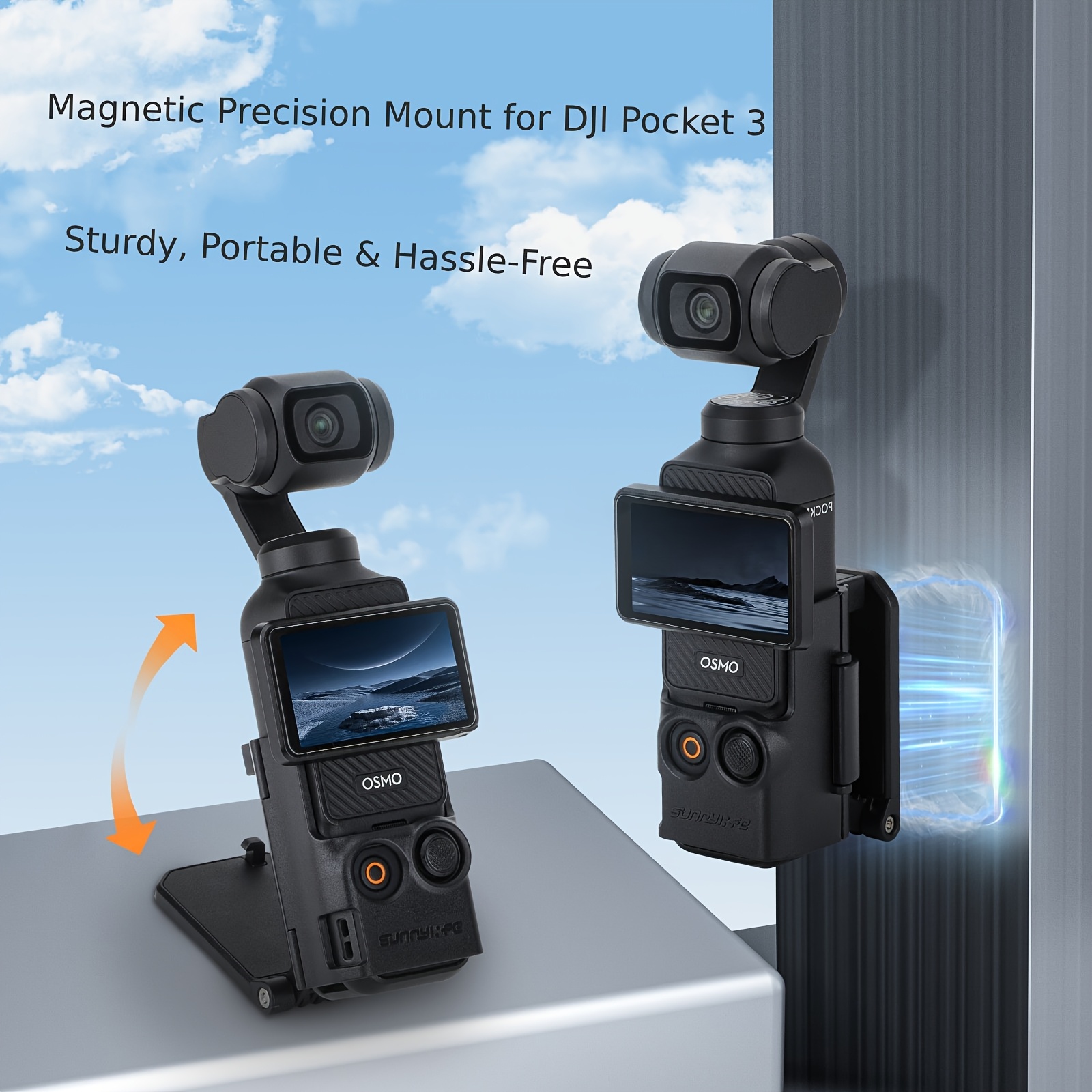 

1pc Home Times Magnetic Dji Pocket 3 Mount - Portable, Adjustable, Non-slip Silicone Pad, Multi-angle, Sturdy & Desktop Stand For Vlogging & Photography, Uncharged