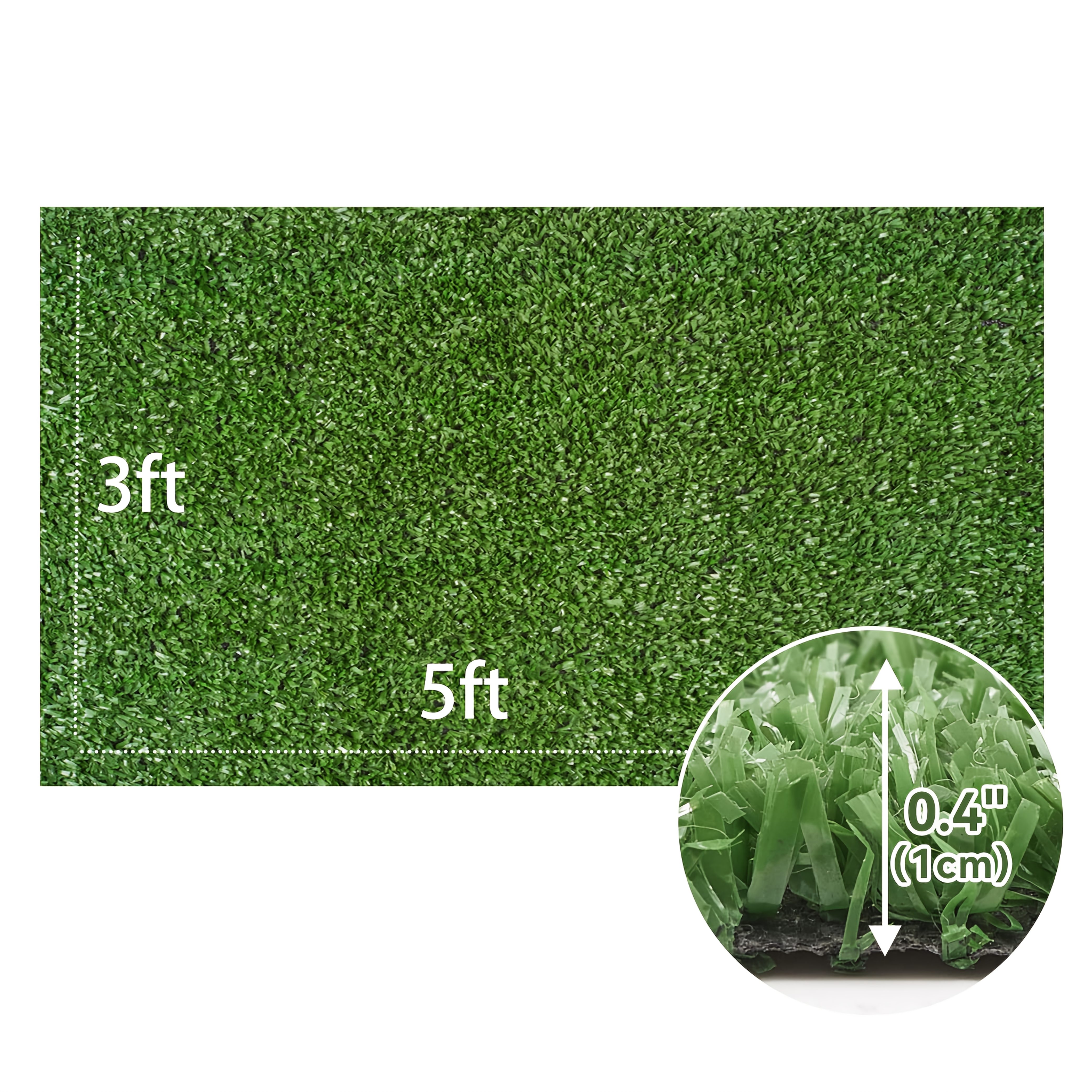 TEMU Premium Artificial Grass Rug - Soft, Realistic, And Durable With 0.4" Pile Height, Drainage Holes, And Rubber Backing For Indoor And Outdoor Use In Garden, Balcony, Patio, And Lawn Landscape