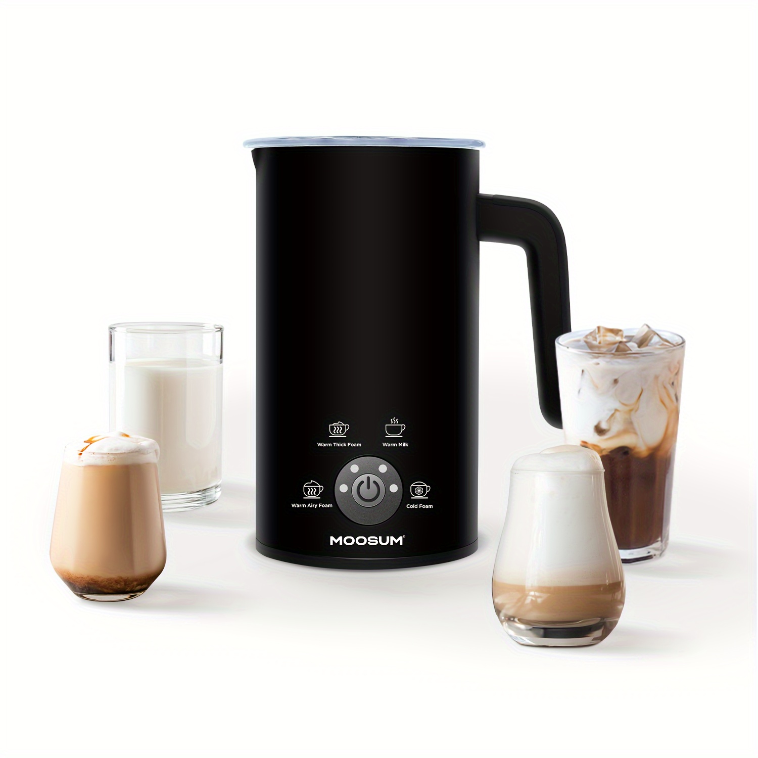 4-in-1 Electric Milk Frother With Touchscreen – Hot/Cold Foam, Adjustable Temp, 300ml Capacity, Silent Operation