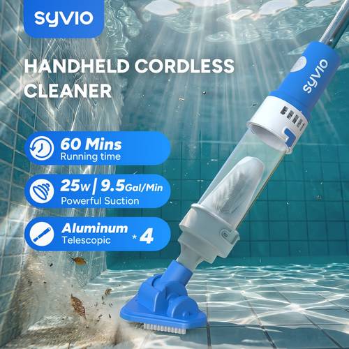 cordless handheld pool vacuum with 2 brush heads for hot tub small pools 60 min 9 5 gpmpowerful suction pool cleaner with for leaves hair summer pool cleaning must have
