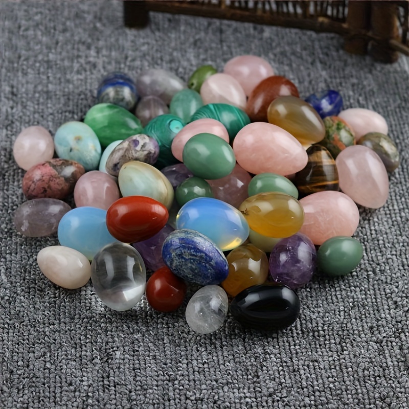 1pc 1.96-2.75in Amazing Egg Shape Natural Stone, Gorgeous Retro Home  Decoration Crafts, Meditation Chakra Rock Crystal, Ideal Choice For Gift