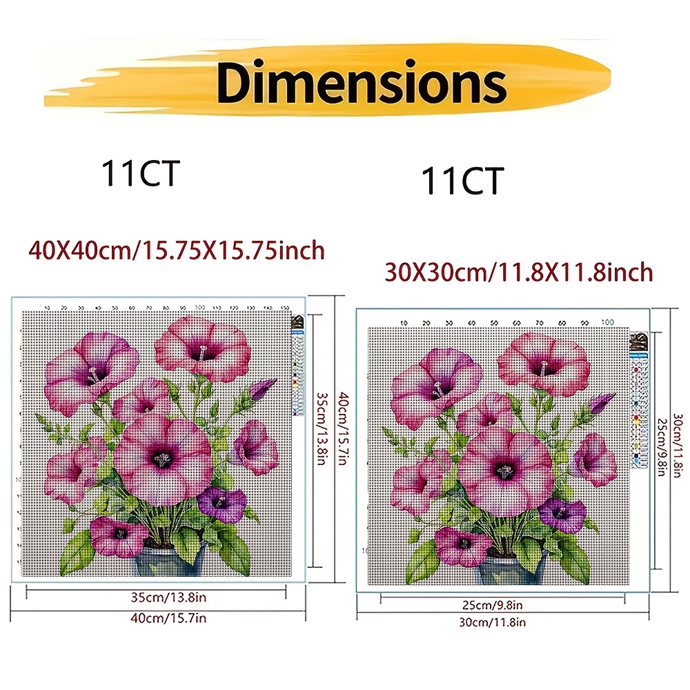 Pink Morning Glory Watercolor Painting Pattern Stitch Kit