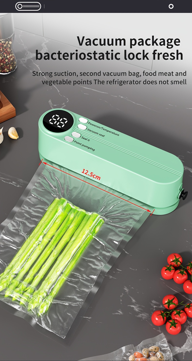 2 in 1 mini bag sealer handheld compression heat vacuum sealer 3 in 1 portable resealer for snack   food storage household sealing machine semi automatic usb rechargeable with 1200mah lithium battery acrylic plastic material 10w   details 0