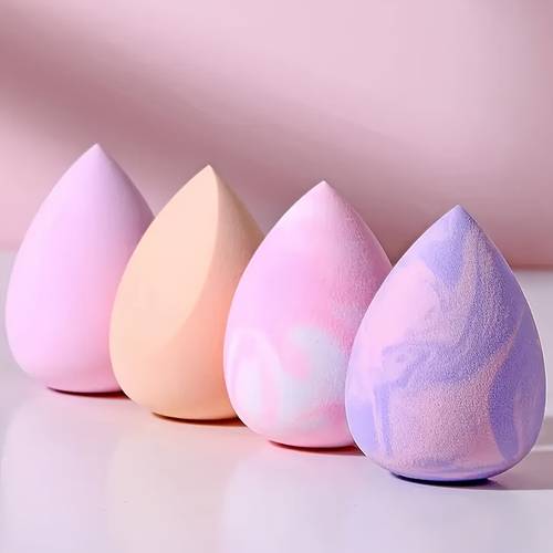 4pcs makeup sponge set pastel use dry wet blenders for and powder foundations hypoallergenic hydrophilic polyurethane seamless coverage non latex makeup sponges