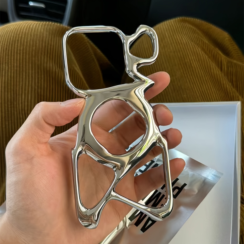 Image of Phone Case: Hollow-out Electroplated Silver Magnetic Phone Case Compatible With Iphone 16/15/14/13/12 Series