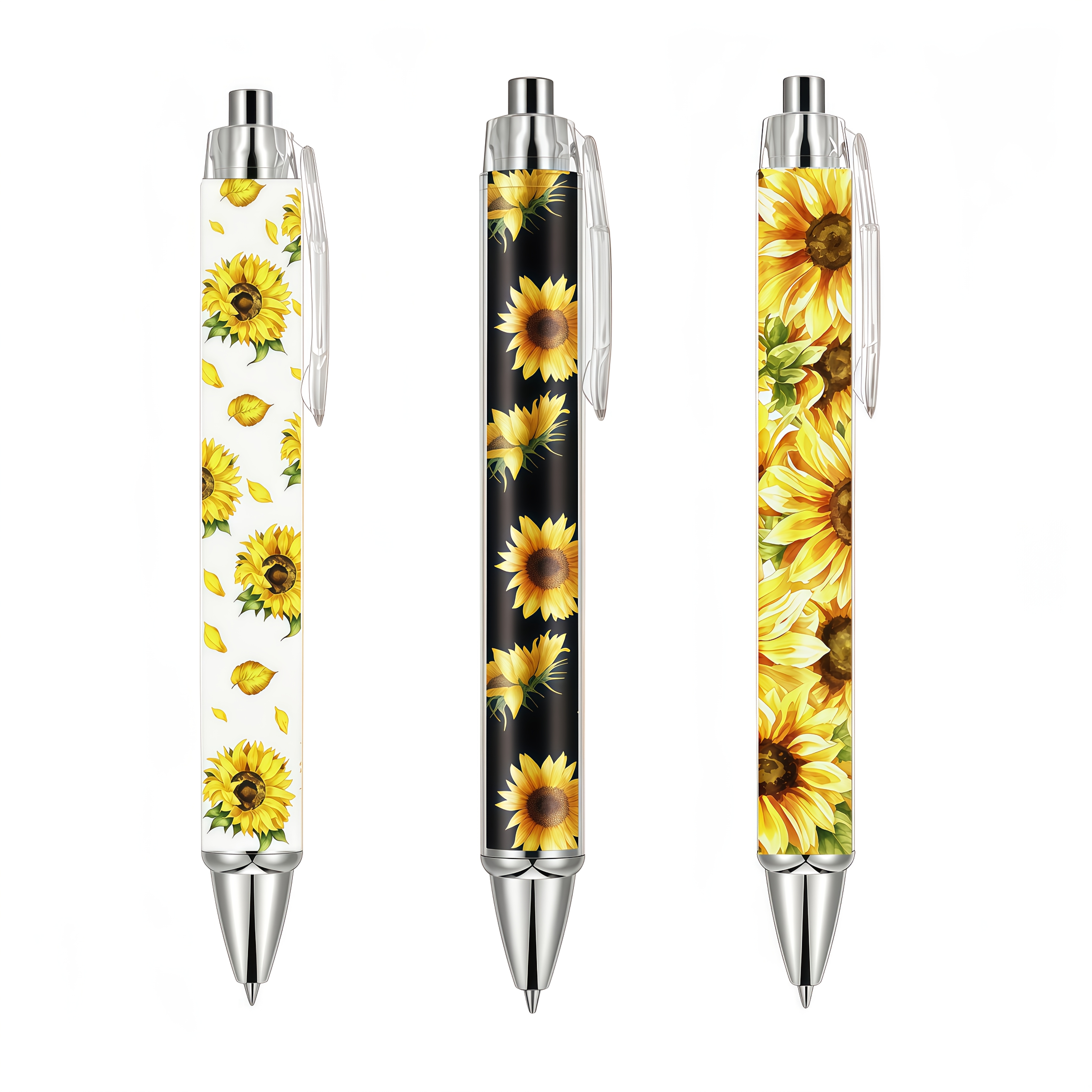 TEMU 3pcs Creative Plant Sunflower Ballpoint Pens, Vibrant , Smooth Writing, Ideal For Daily Writing, Office Meetings, Or School Notes And Exams, A