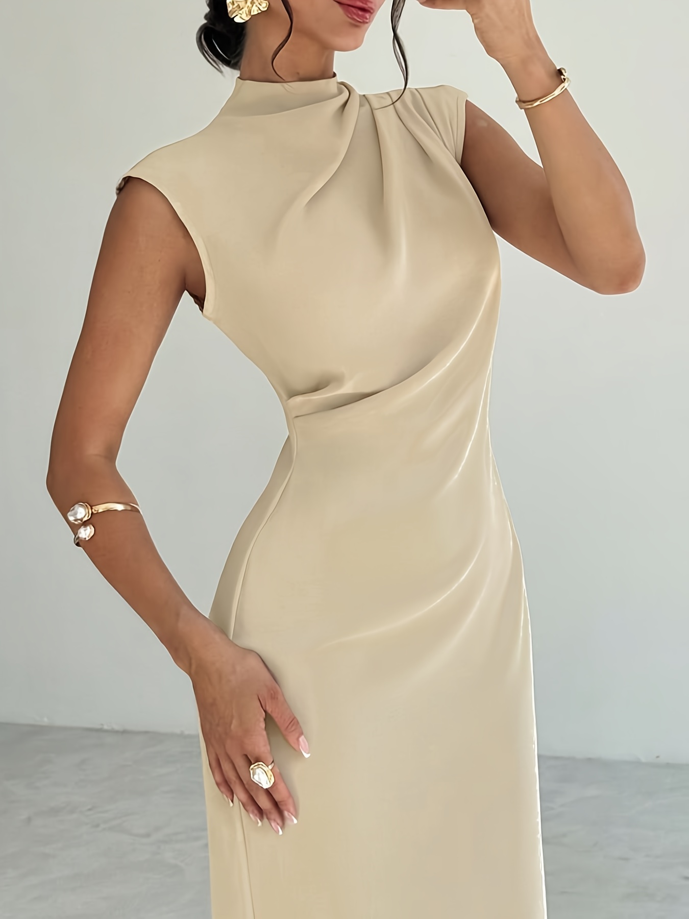 beige color dress combination Women's Business Coat Dress