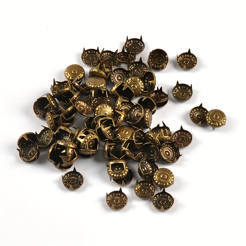 E-shop 100 Stück 1.1*1.1*0.6cm Bronze- Runde Muster-Nägel Geeignet für , Hüte, Schuhe und Andere Kleidungsstücke sowie Kreative Handgemachte