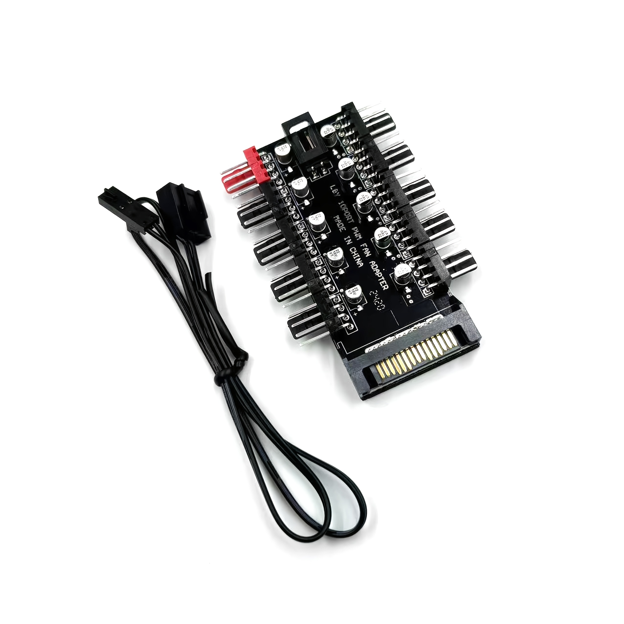 TEMU Scheda di controllo velocit� ventole PWM 4-pin 12V per scheda , controller ventole con divisore porte - Raffreddamento custodia