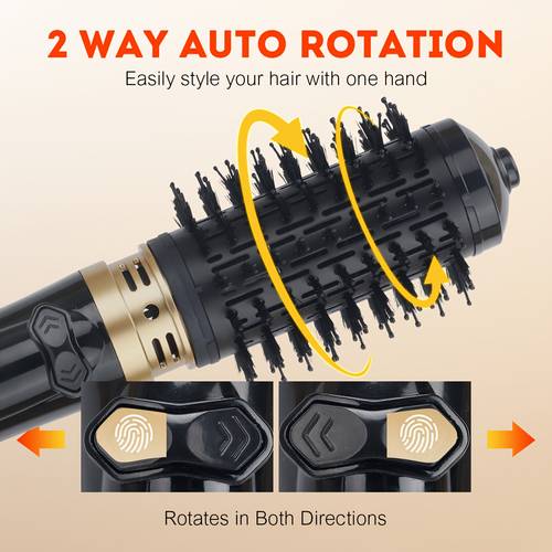 eu plug 3 in 1 hot air styler rotating hair dryer brush with 2 interchangeable brushes anti frizz for straightening drying curling 3 heat settings 360 rotation