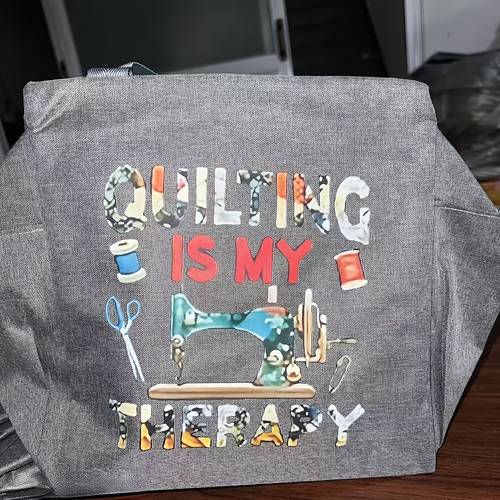 bolso de máquina de coser elegante con estampado floral - gran capacidad, cierre de cremallera, poliéster con frases inspiradoras, ideal para , viajes, picnics y regalos de ( ), bolso lindo, bolsa de picnic