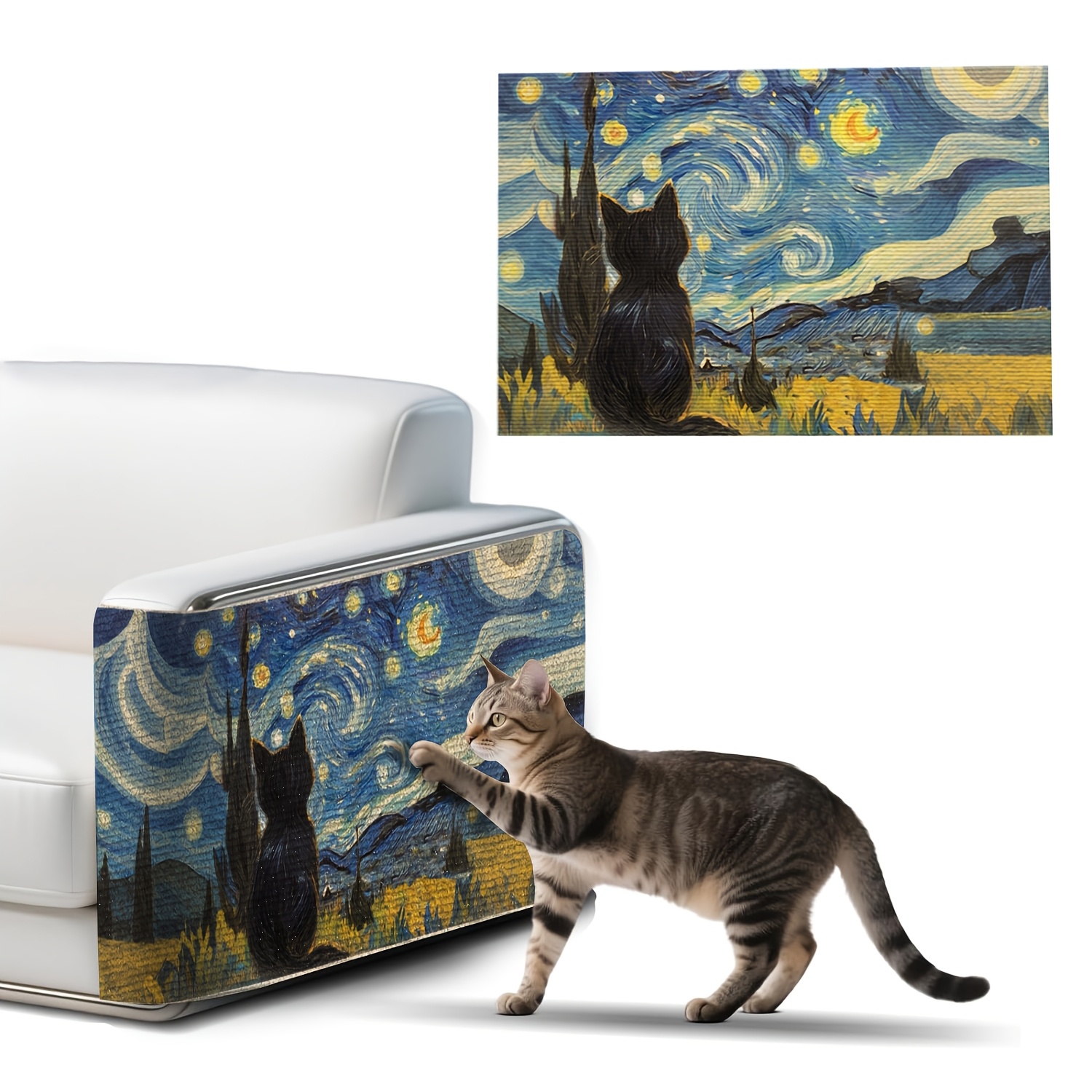TEMU Self-adhesive Cat Scratcher Pad | Indoor Wall Scratching Board, 23.6x15.7-inch Cat Scratcher Sofa Protector, Wall-mounted Cat Scratching Post