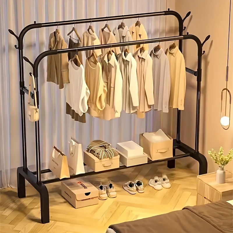 heavy-duty metal clothes rack sturdy freestanding garment