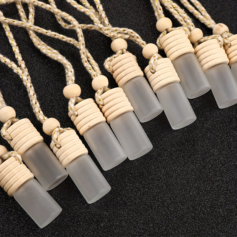 

10pcs 5ml Glass Car Air Freshener Bottles - Transparent Essential Oil Diffuser Pendants For Vehicle Interior Accessories