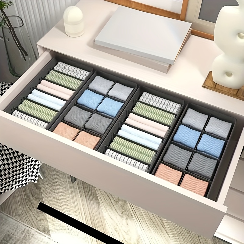 Yidaxing Organizer per Biancheria Intima, Set di 8 Armadio Divisori Pieghevole Storage Box Cassetto Organizzator per Biancheria Intima, Reggiseni, Calze, Fazzoletti e Cravatte (Grigio Scuro