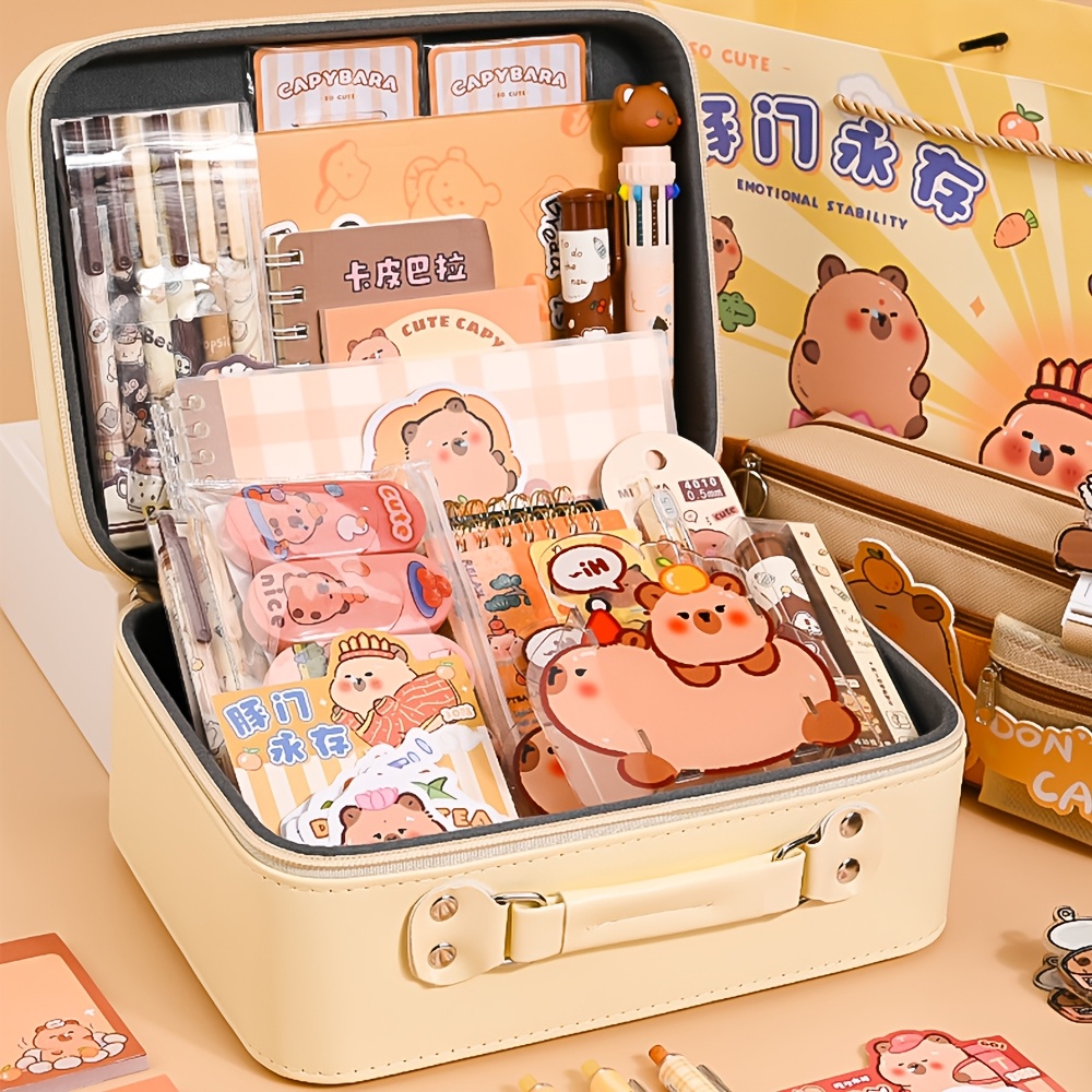 NYTGAH Capybara Federmäppchen Set - Süße Schreibwaren Mit Stiften & Stickern