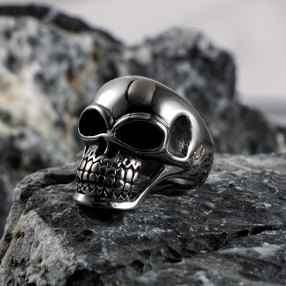 men's punk hip hop retro skull ring 304 stainless steel Temu