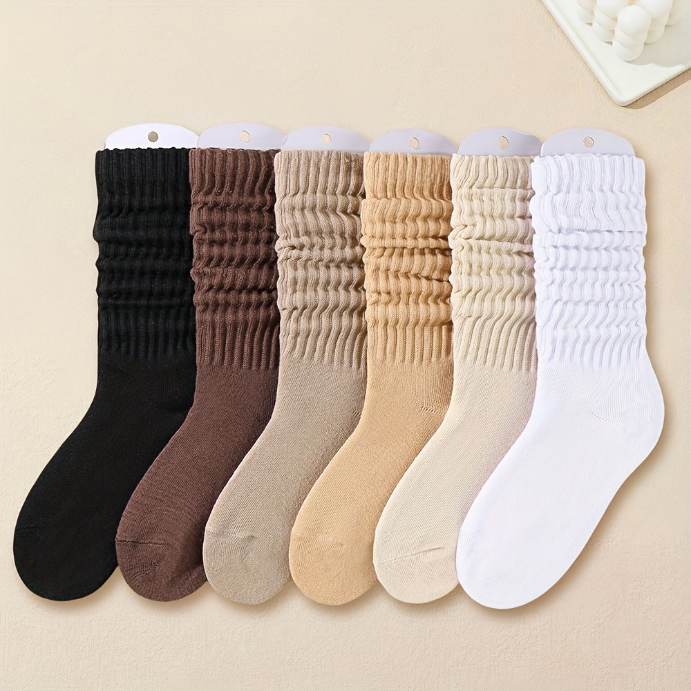 

6pairs Women's Slouch Knit Socks Womenscrunch Socks Women Scrunchie Socks Women Crewsocks Color