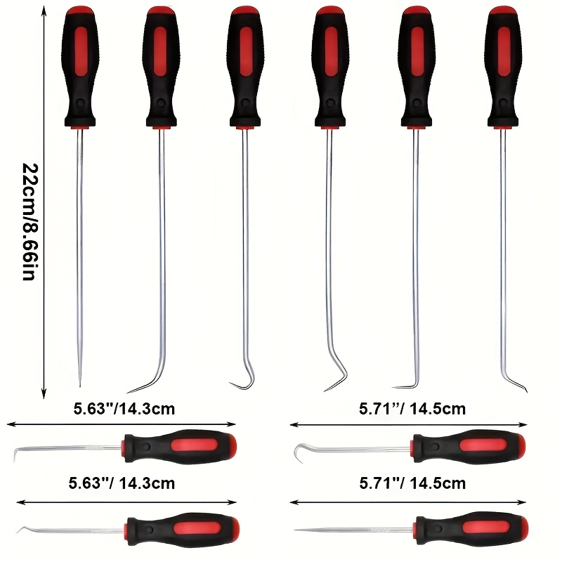 TEMU 10pcs Seal Hook Kit With Double Injection Handle, Cam And Hook Set For Automotive Oil Seals/o-rings, Sealing Washers, Removal Tool, Without Battery