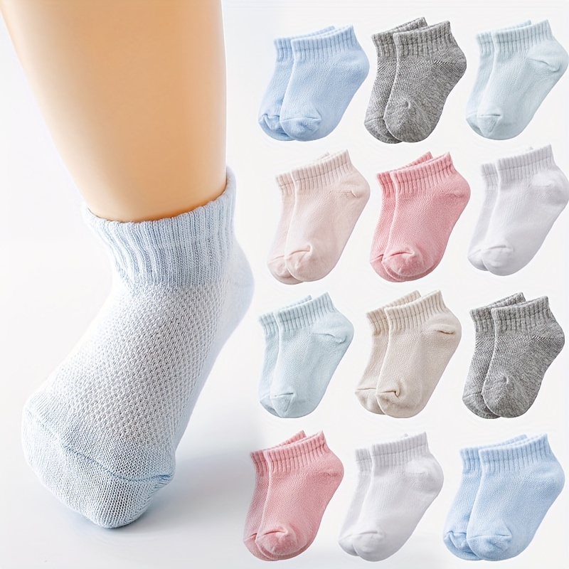 

5 Pairs Of Baby's Cotton Blend Fashion Cute Solid Color Low-cut Socks, Comfy Breathable Thin Socks For Summer Daily Wearing