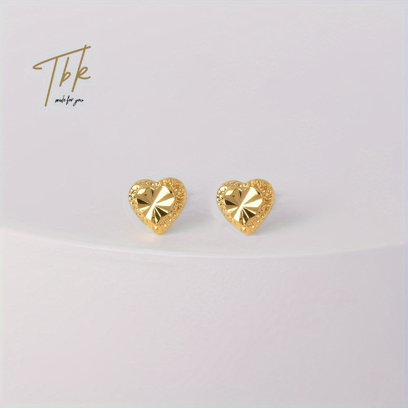 E-shop 18k vergoldete Herz-Steckerohrringe, Modeschmuck, Hochzeit, funkelnd, schlicht, Weihnachten, Frauengeburtstag, Valentinstag,