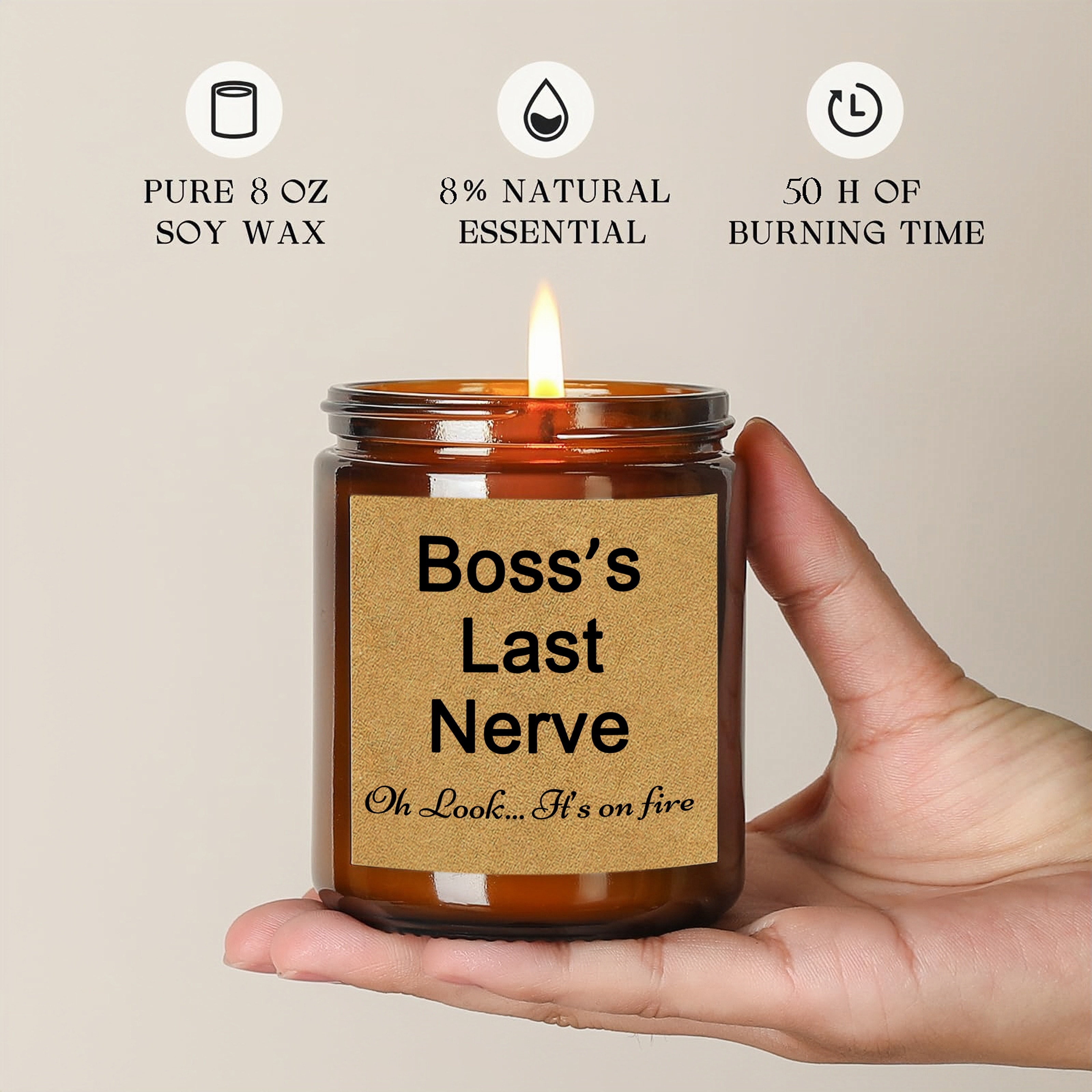 

1pc Boss Gifts For Women Men, Handmade Natural Soy Wax Lavender Scented Candle Presents Boss Lady Gifts, Bosses Day Birthday Retirement Christmas Boss Gifts For Women Men Female Coworker