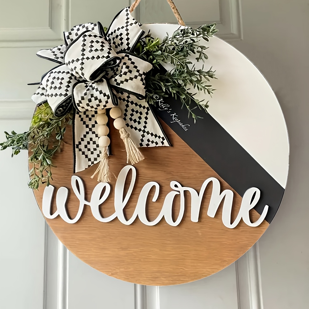 

3d Wooden Welcome Sign For Front Door - Rustic Home Decor With Wreath Design, Thanksgiving & Fall Season, Unique Gift Idea